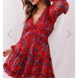 Make It a Date Night Red Floral Print Dress